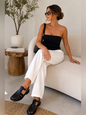 ✨ Free People Black Patent Leather Fisherman Sandals ✨